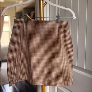 SHEIN Brown and Black Houndstooth Mini Skirt